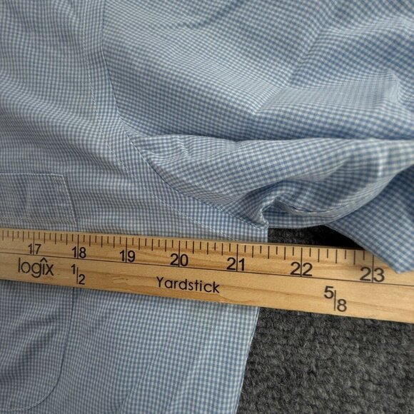 Brooks Brothers Extra-Slim 16-34 Non-Iron Spread Check Blue Cotton Button Up Men - Picture 7 of 16
